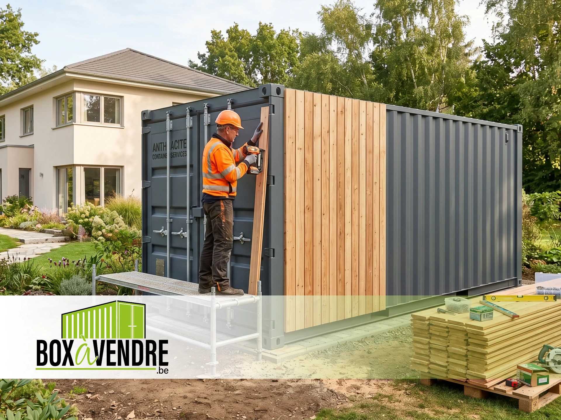 Pose et Montage de Bardage Bois pour Container